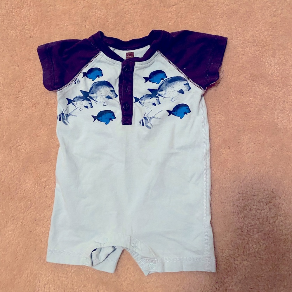 Tea Baby Boy Short Romper - fish